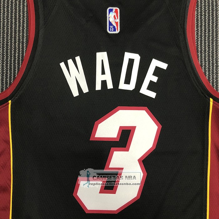 Camiseta Miami Heat Victor Dwyane Wade NO 3 Icon Negro